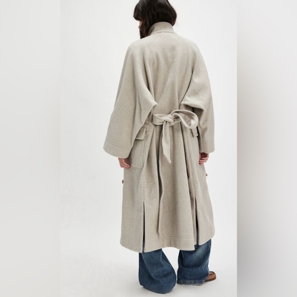 NWT Free People Alma Duffle Coat XS Heathered Coffee Grey Classic Oversized - Picture 2 of 9